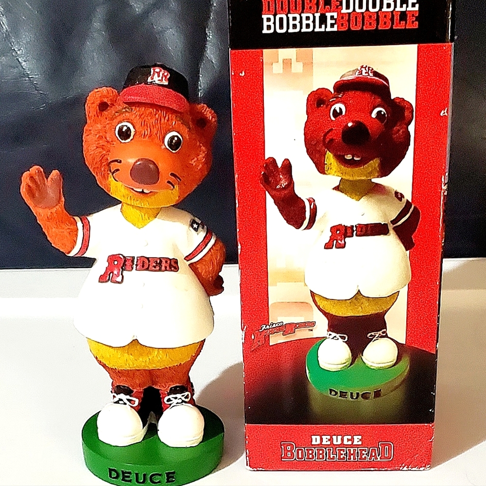 FRISCO ROUGH RIDERS "DUECE" MASCOT DOUBLE BOBBLEHEAD. 2003 COLLECTORS SERIES.